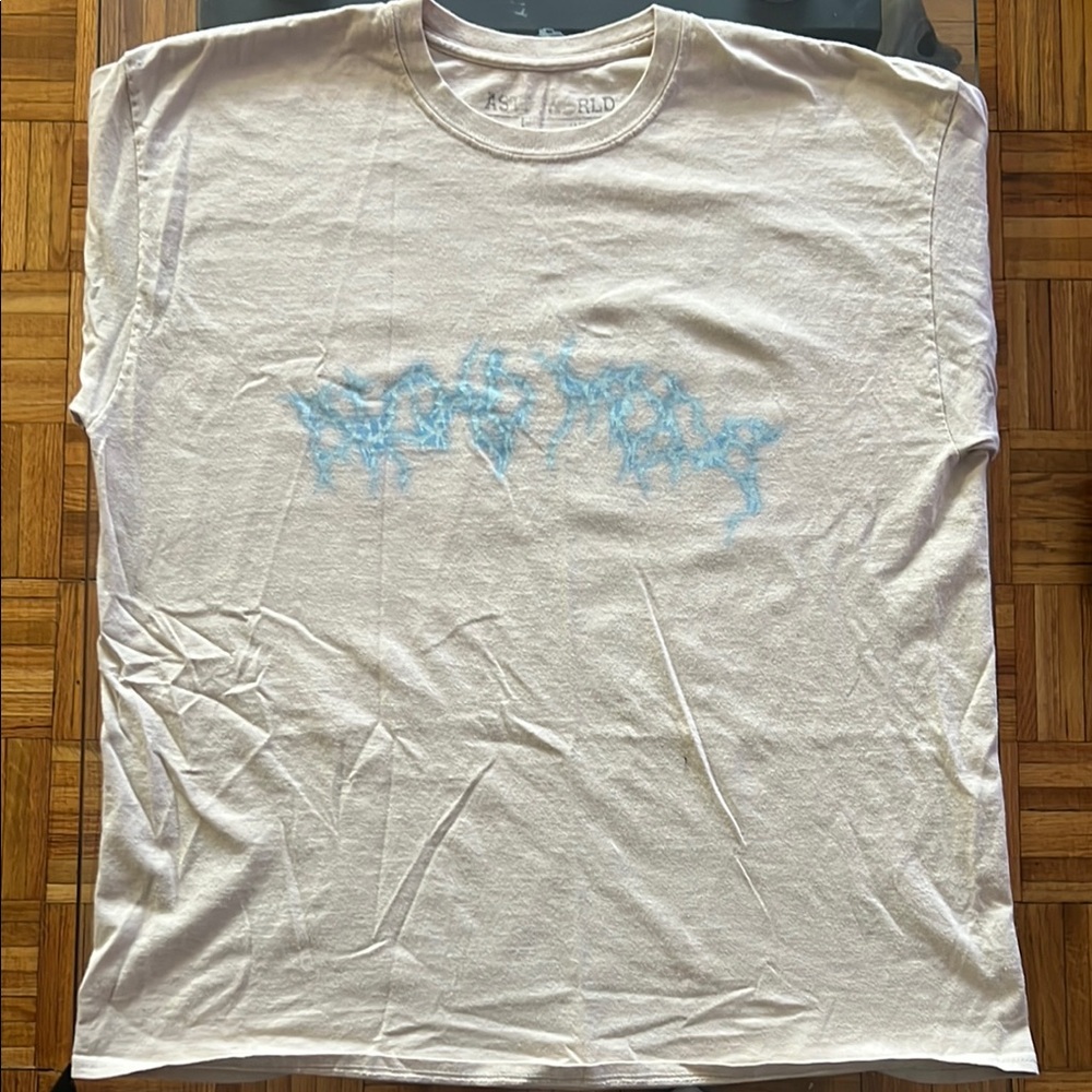 Travis Scott White and Blue Short Sleeve Tee